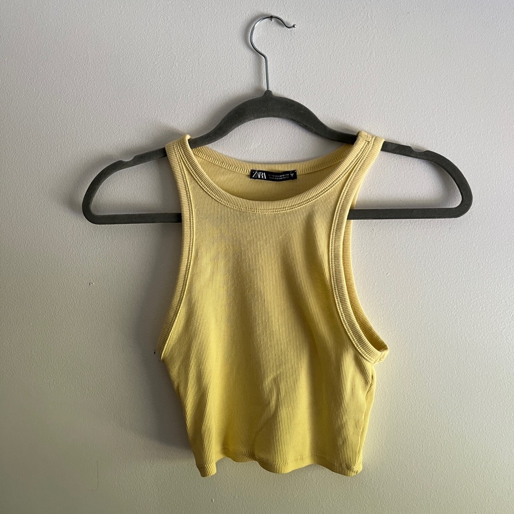 2 Zara Ribbed Tanks- Yellow and Pink both Size M